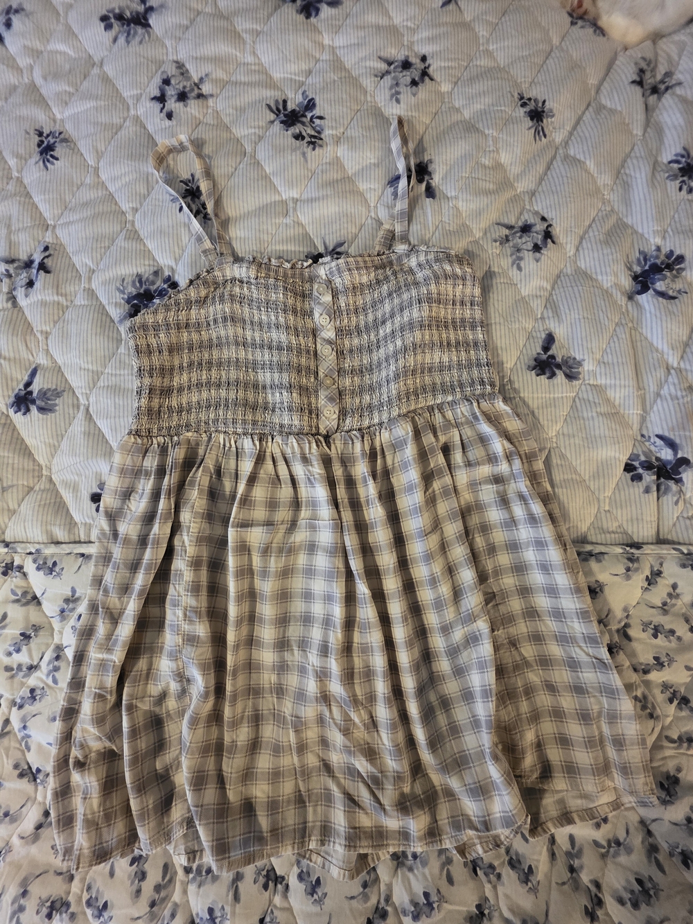 torrid Cream and Light Blue Plaid Smocked Cami